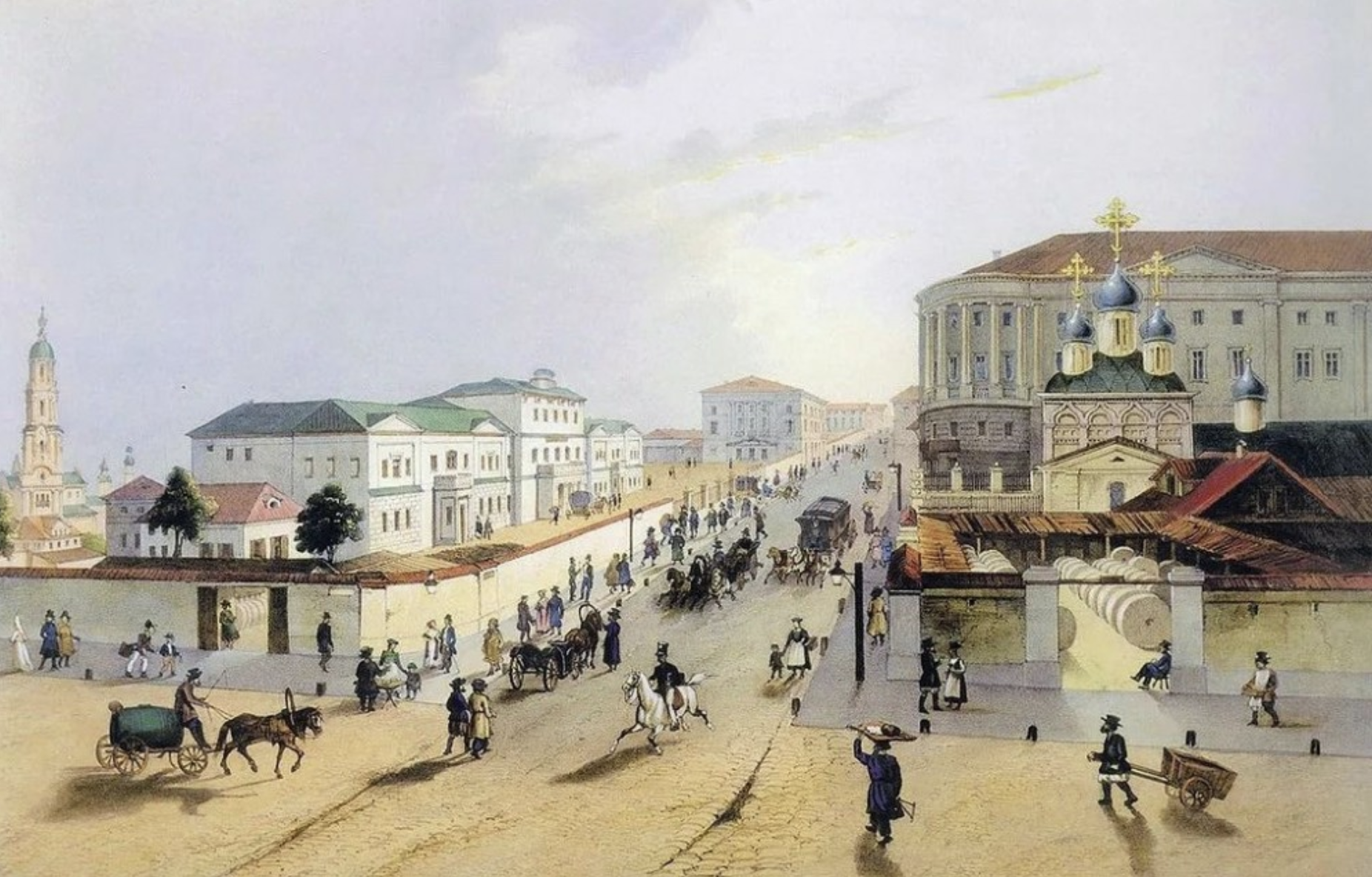 Картины конца 18 века. Мясницкая улица в 18 Векк. Улица Мясницкая в 17 веке. Литография Кузнецкий мост.