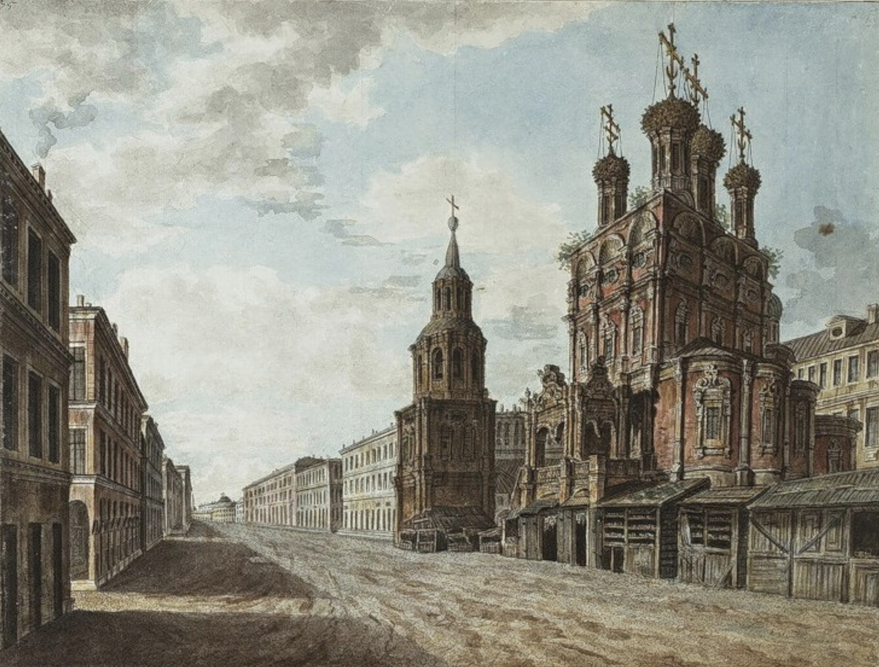 Москва 1800 год. Храм Николы большой крест на Ильинке.